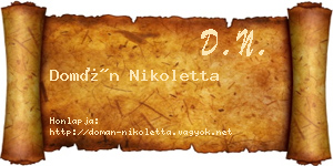 Domán Nikoletta névjegykártya